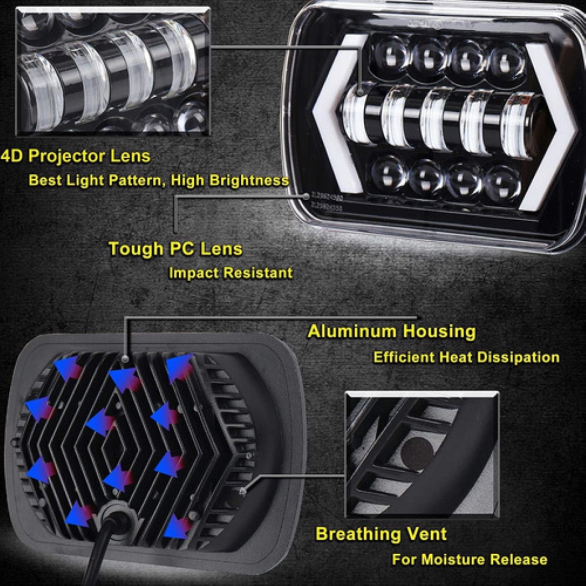 Par Faros 5x7 Para Cherokee Nissan Toyota Pickup D21 Yj Xj