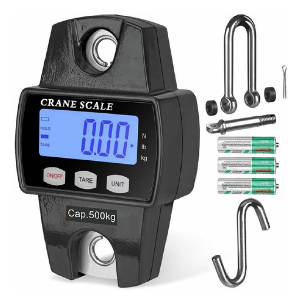 Báscula Industrial Lcd Digital Portátil Para Colgar 500 Kg Negro