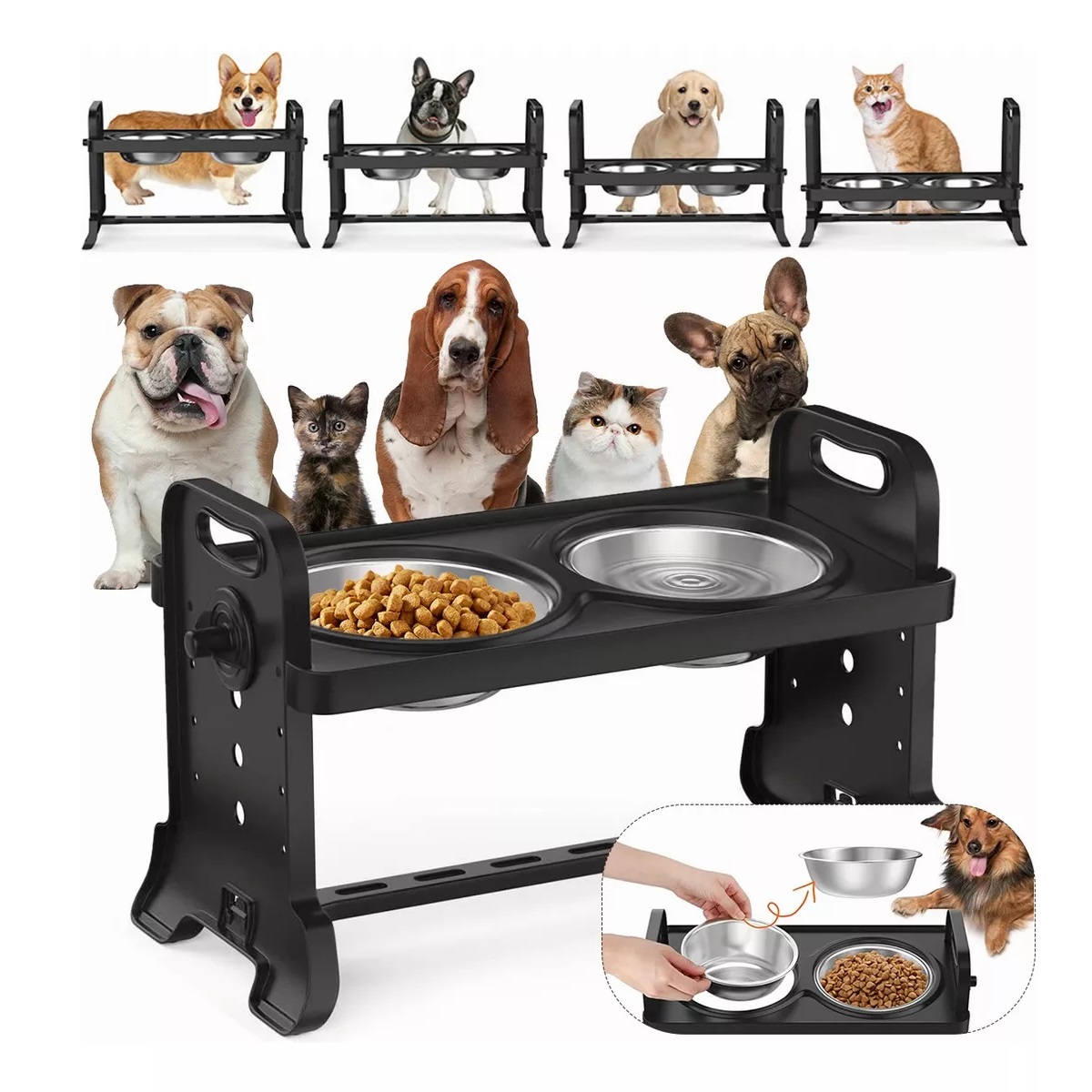 Comederos Para Perros Elevados, Platos Para Gatos,contenedor
