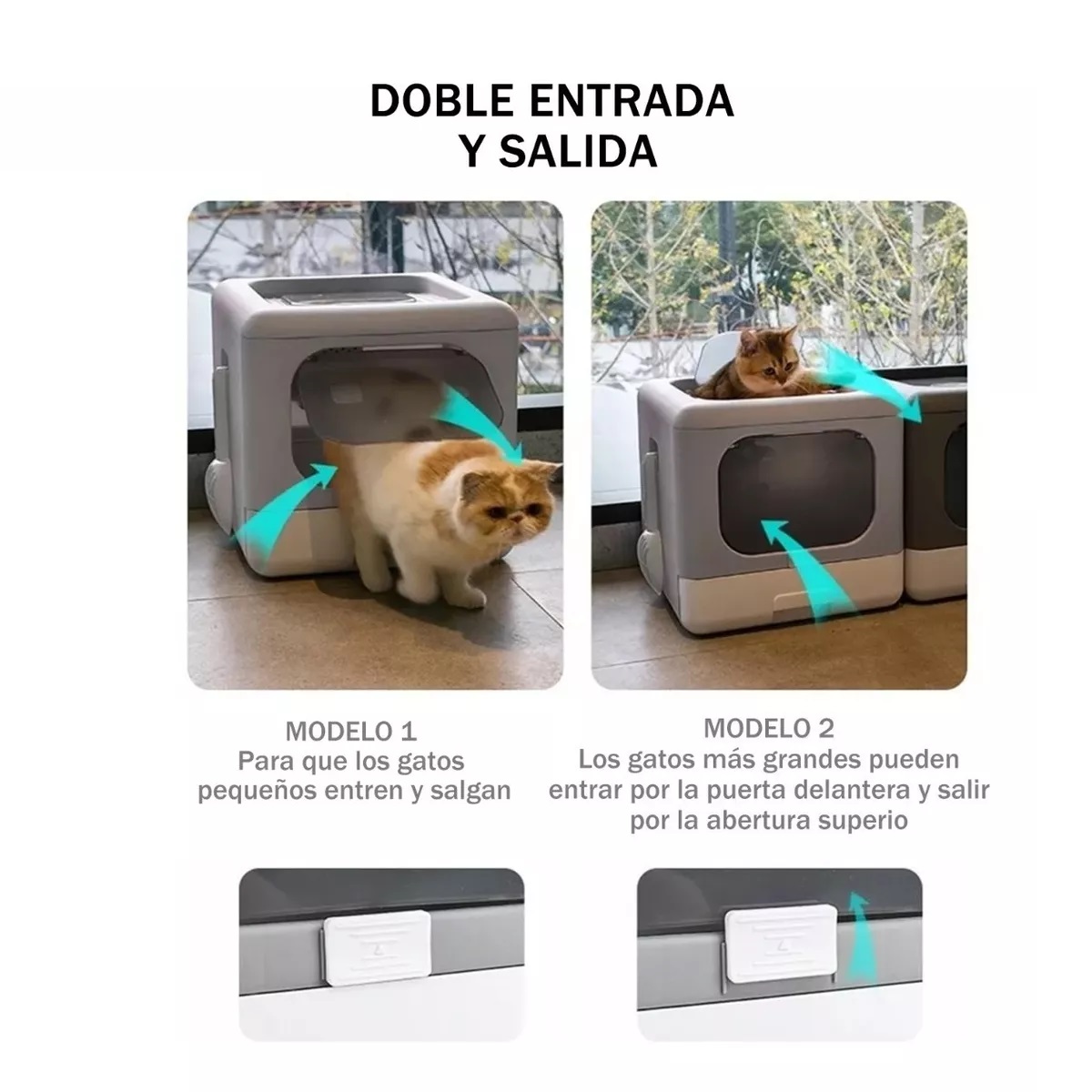 Arenero Para Gatos Grande Cerrado Plegable Portátil Gris