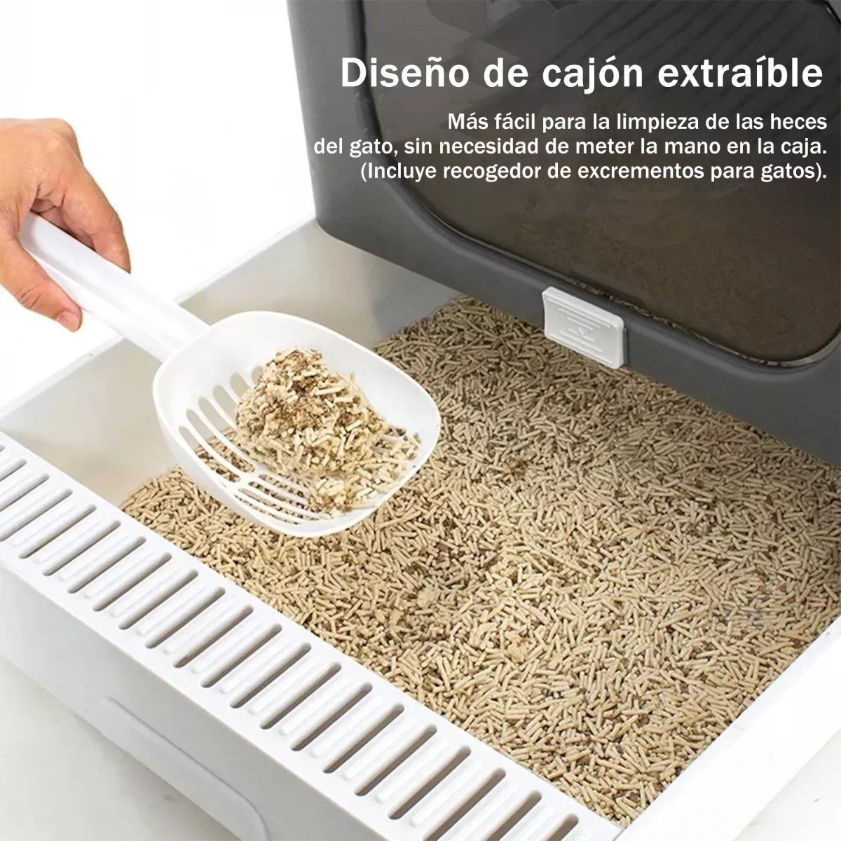 Arenero Para Gatos Grande Cerrado Plegable Portátil Gris