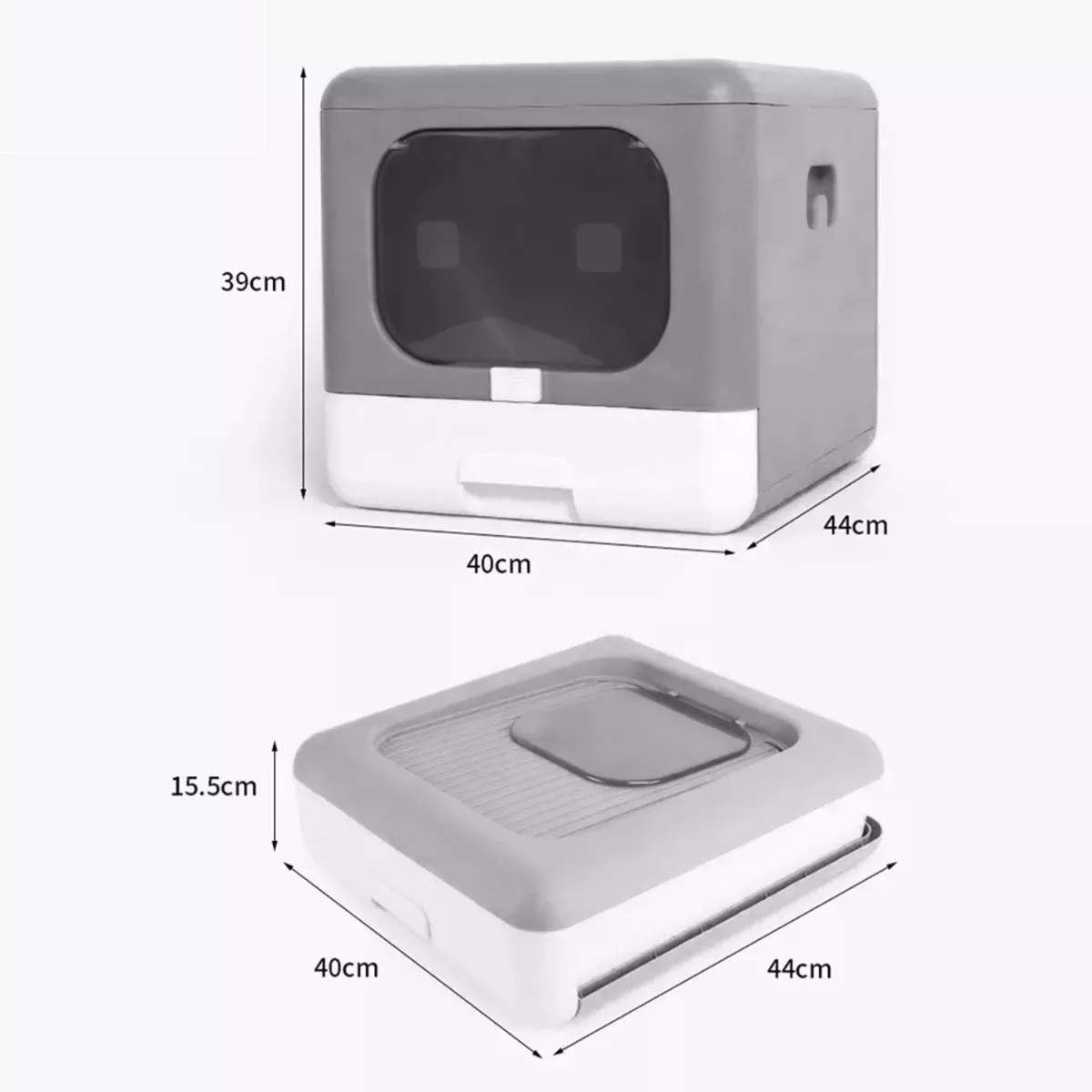 Arenero Para Gatos Grande Cerrado Plegable Portátil Gris