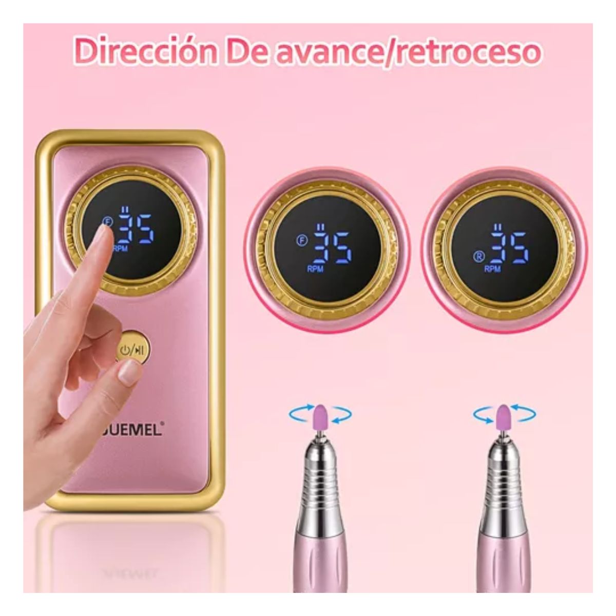 Pulidor Esmeril Taladro De Uñas Acrílicas 120 pcs 35000rpm Rosa