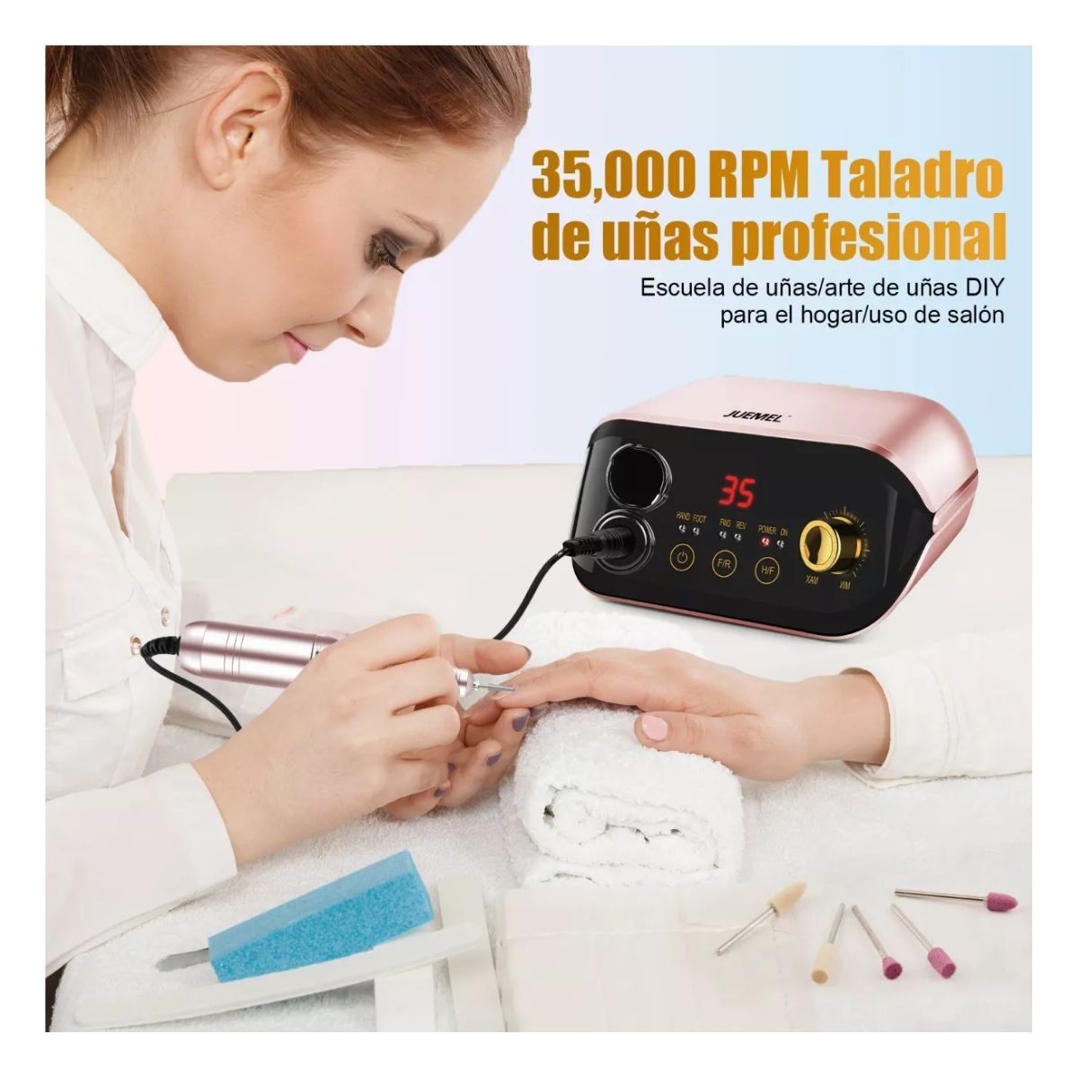 Pulidor Esmeril Drill Para Uñas Profesional C/pedal 35000rpm Multicolor