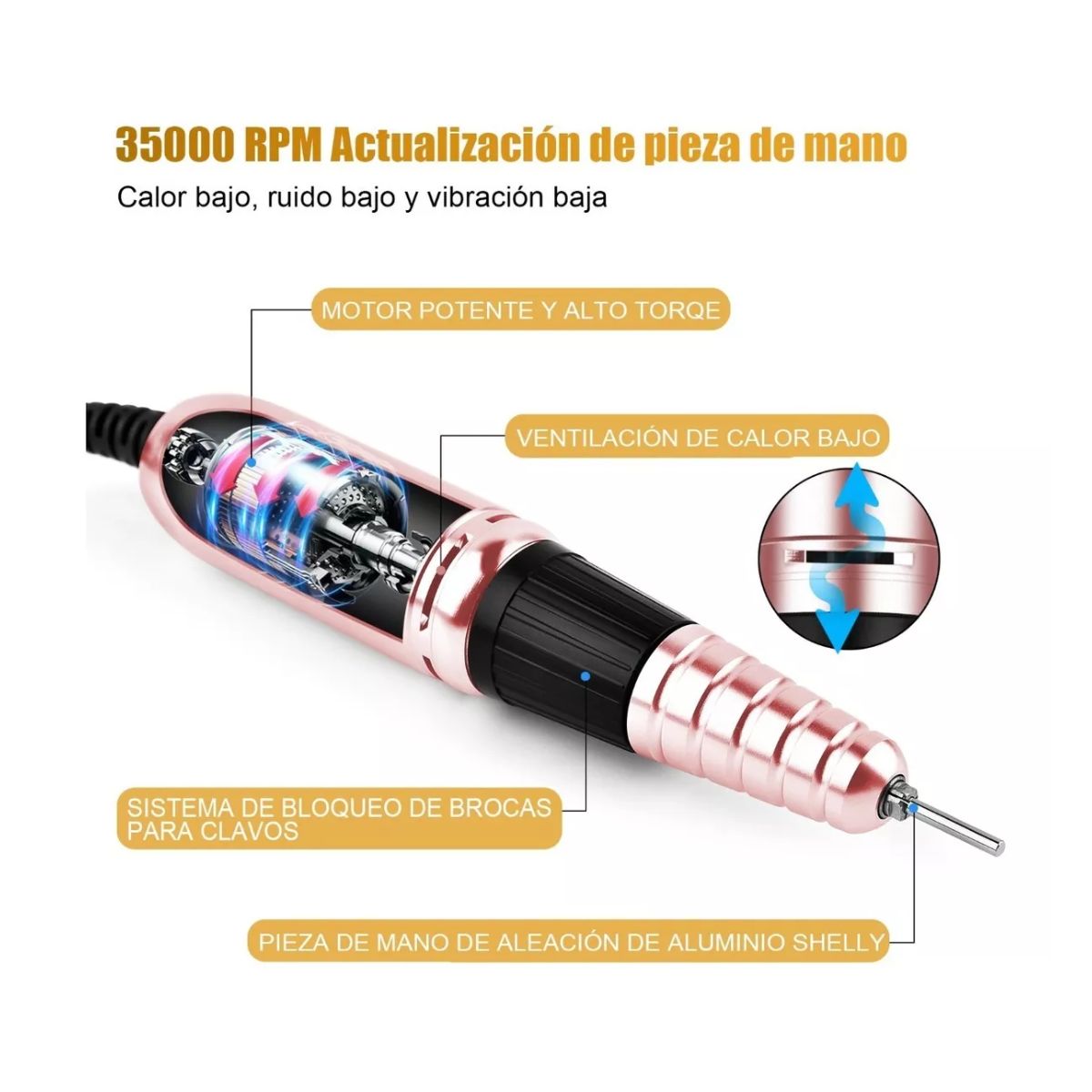 Pulidor Esmeril Drill Para Uñas Profesional C/pedal 35000rpm Multicolor