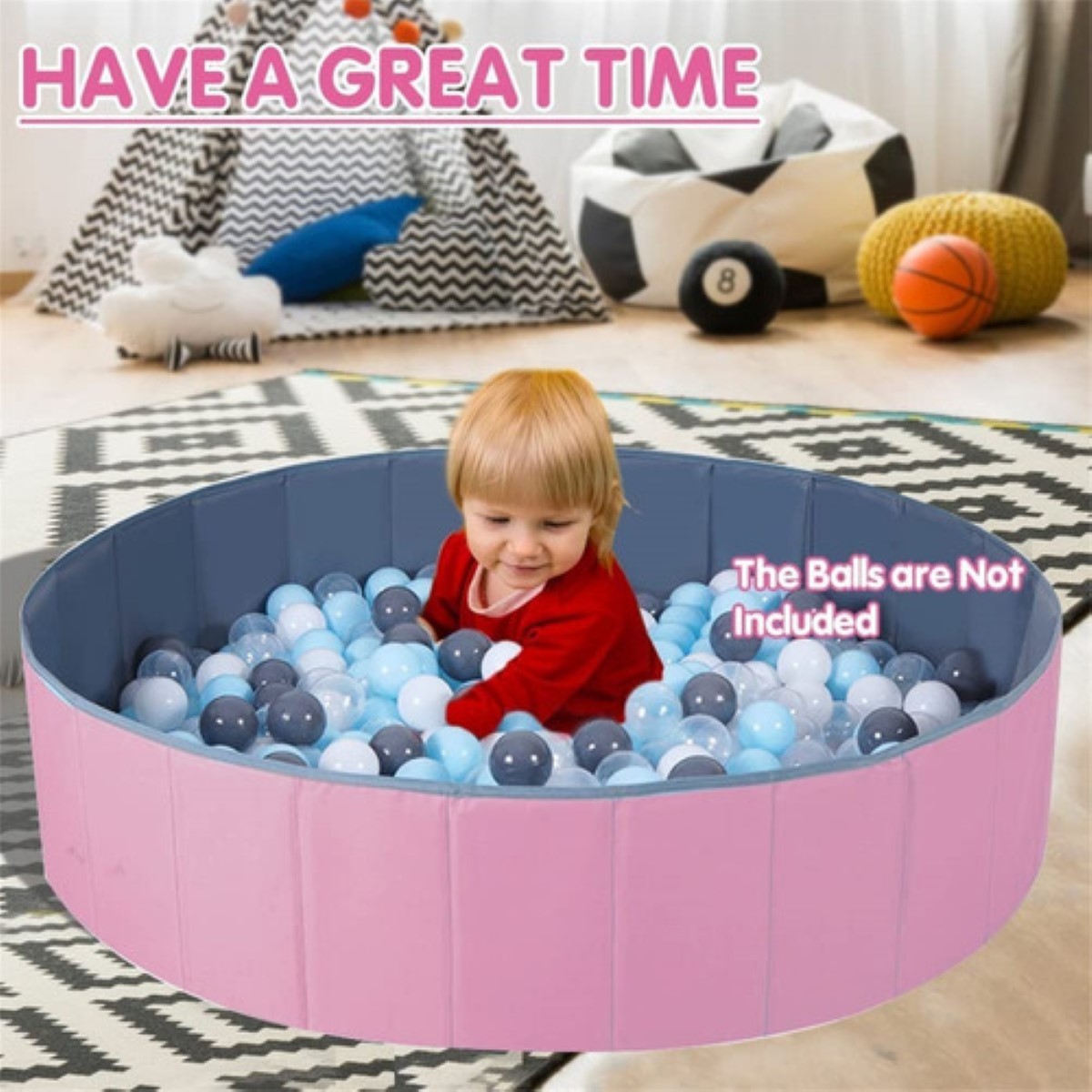 Corralito Para Bebe Plegable Corral De Juegos Rosa/Gris