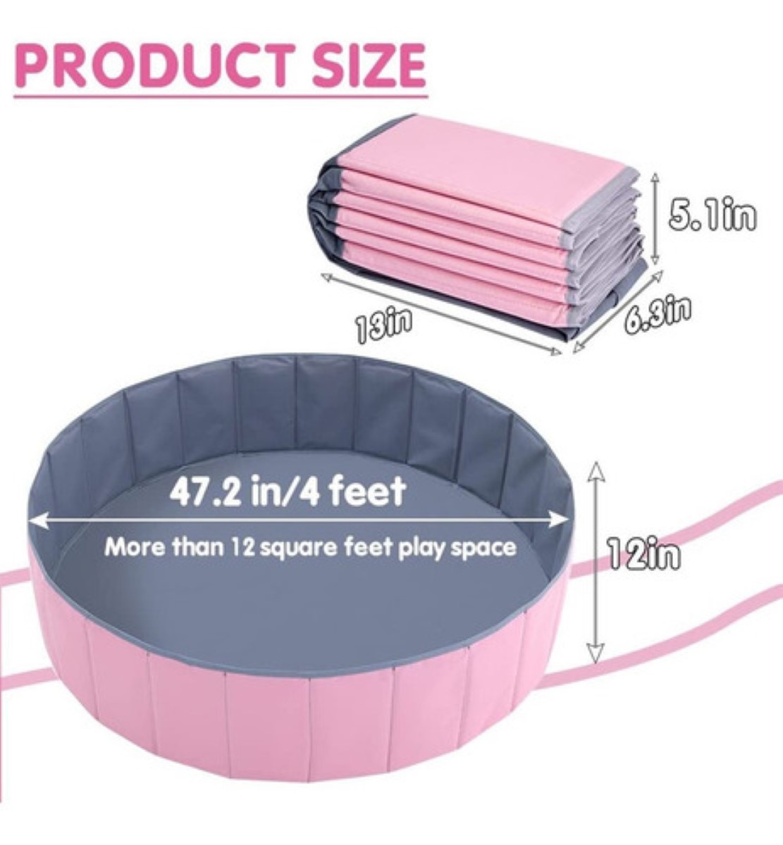 Corralito Para Bebe Plegable Corral De Juegos Rosa/Gris