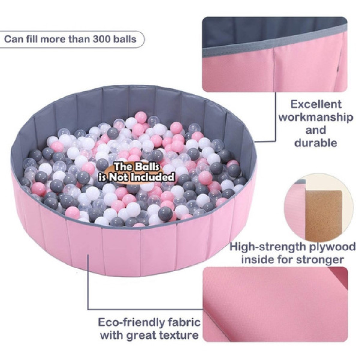 Corralito Para Bebe Plegable Corral De Juegos Rosa/Gris