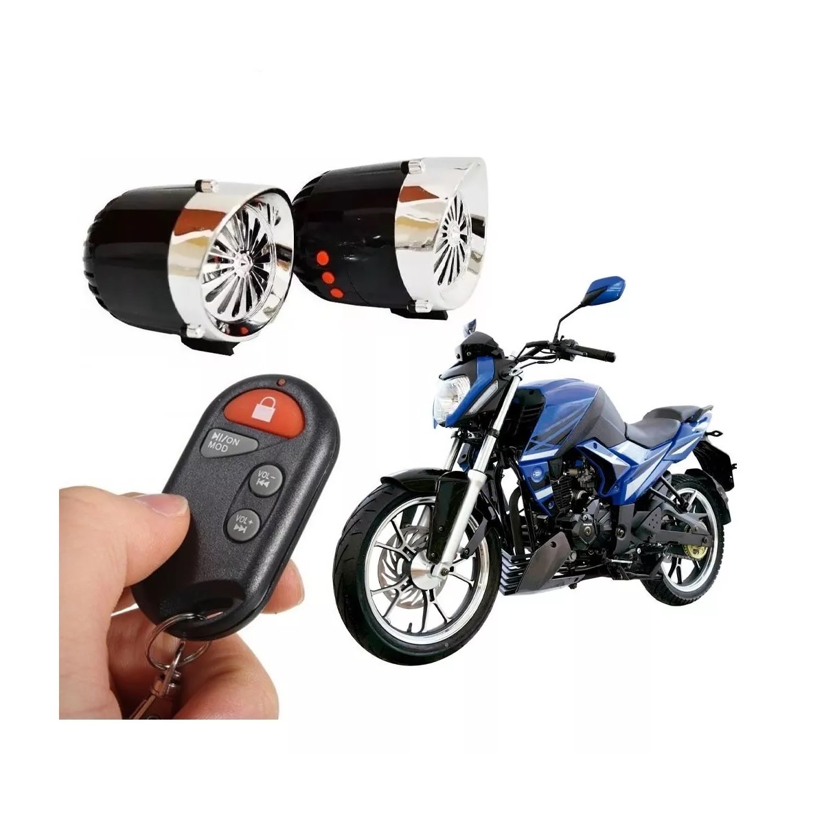 Bocinas Bluetooth Alarma Altavoz Motocicleta Speaker Estereo Negro