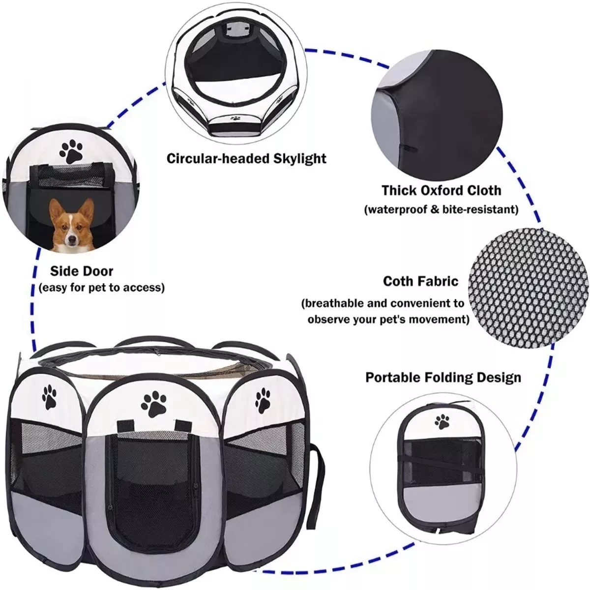 Casa Corral Plegable Portátil Para Perros 