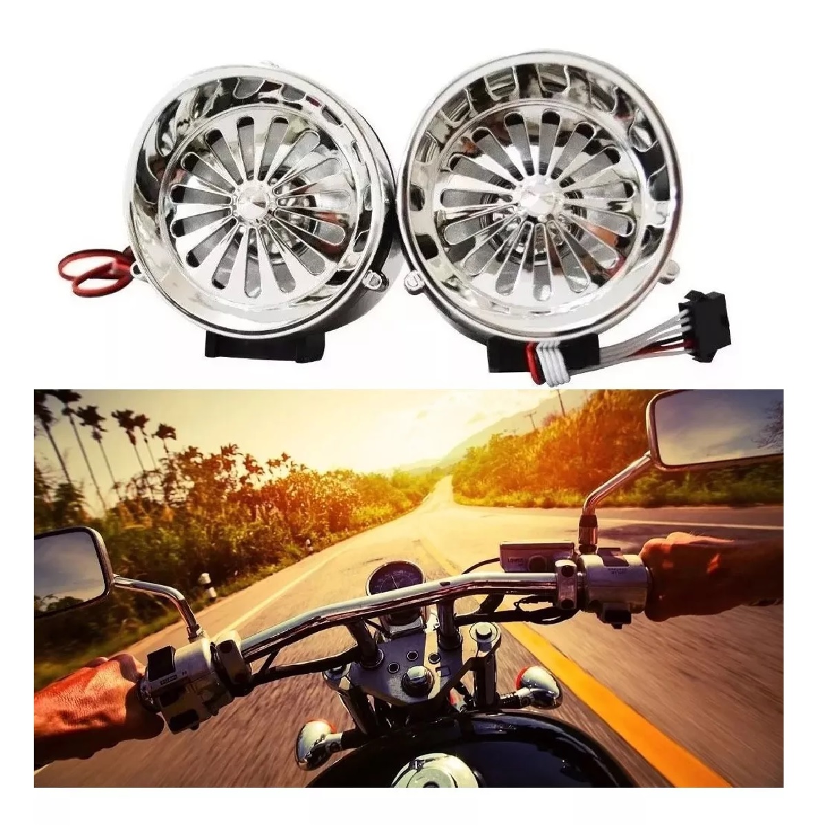 Bocinas Bluetooth Alarma Altavoz Motocicleta Speaker Estereo Negro