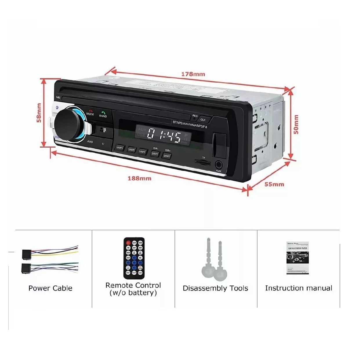 Autoestéreo Mp3 Jsd-520 Bluetooth Usb Aux 1 Din Radio Fm