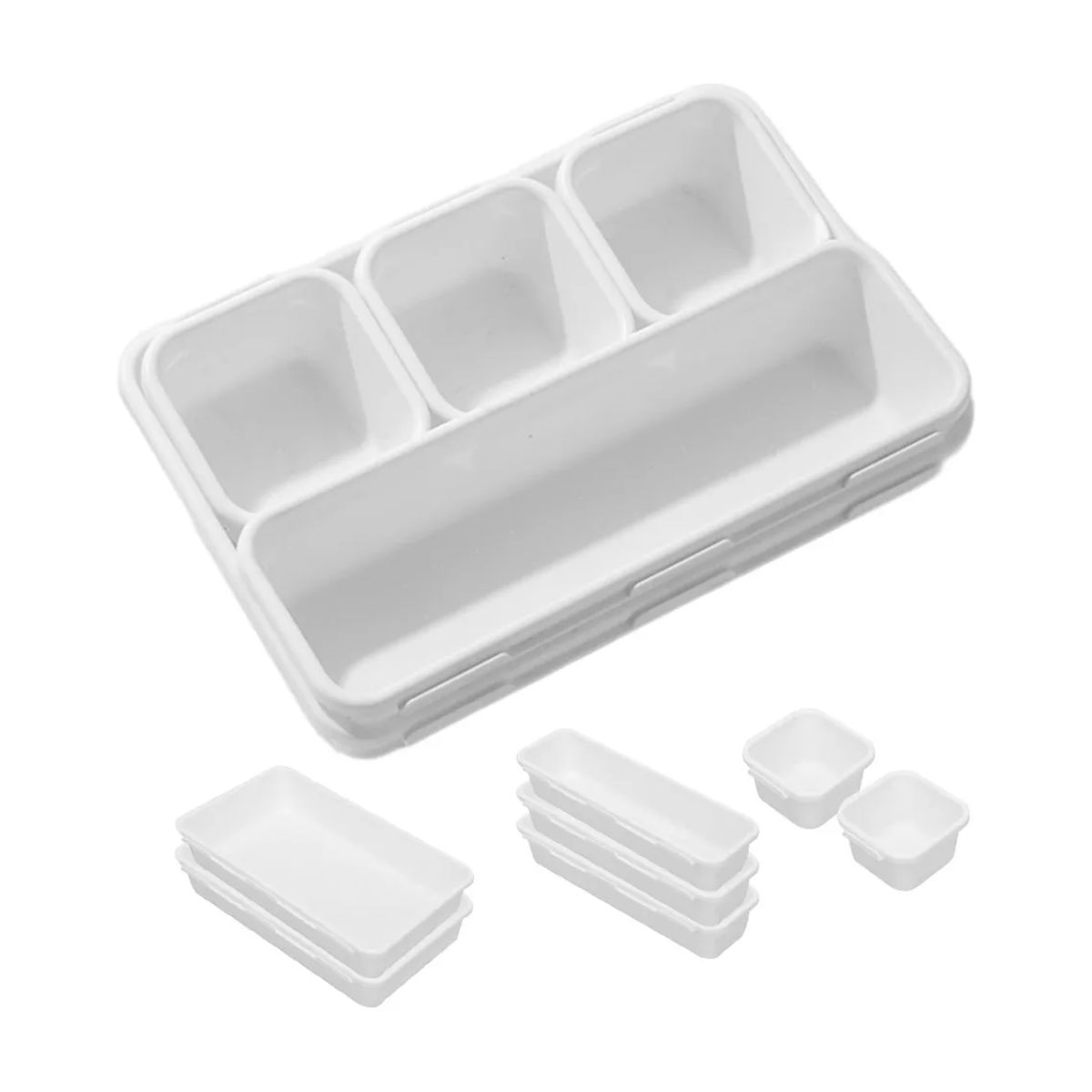 Juego De 8 Organizadores De Cajones Para Maquillaje Joyas blanco