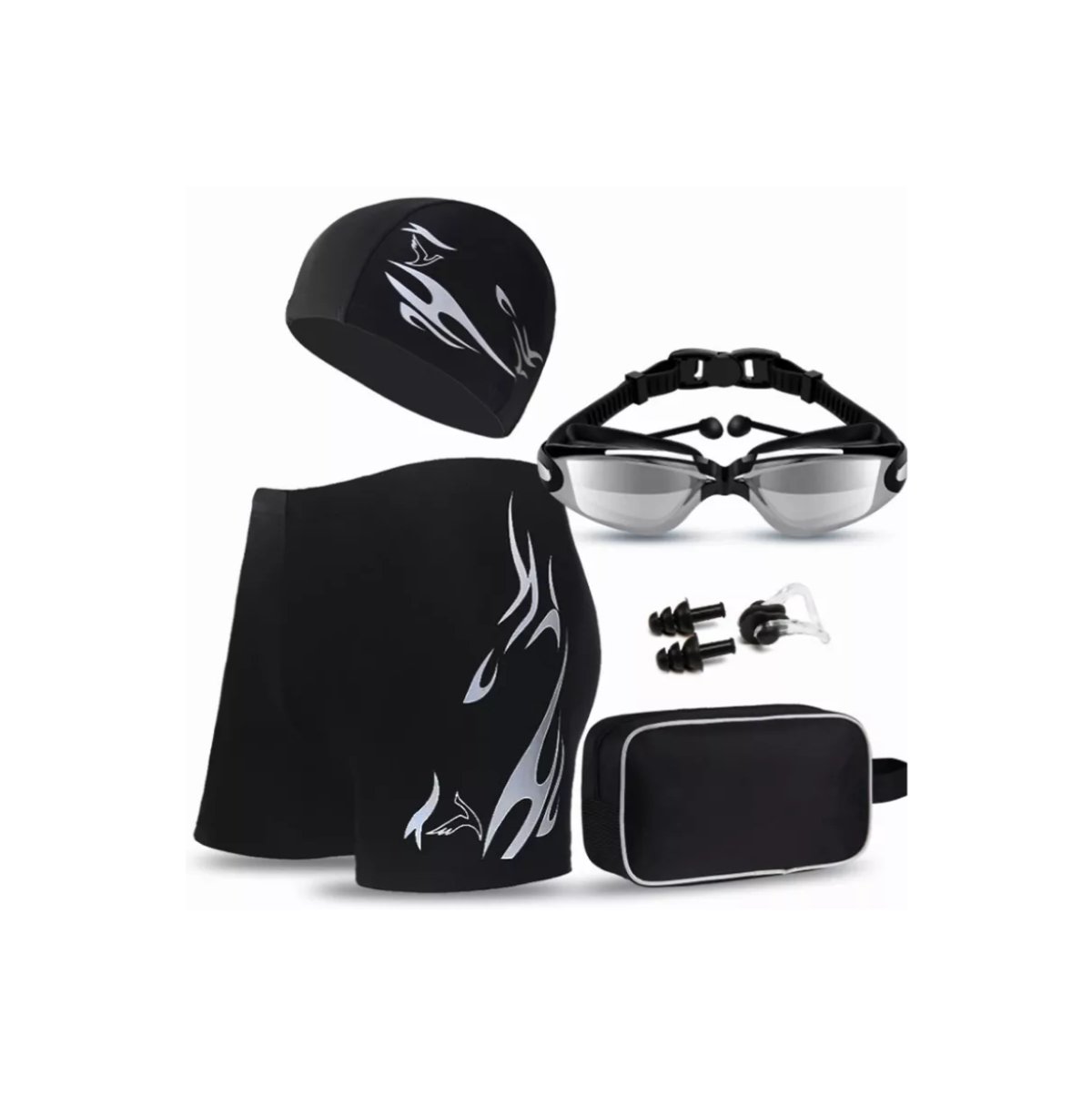 Kit De Gafas De Natación + Trajes De Baño Hombre 5 En 1 5XL Plata