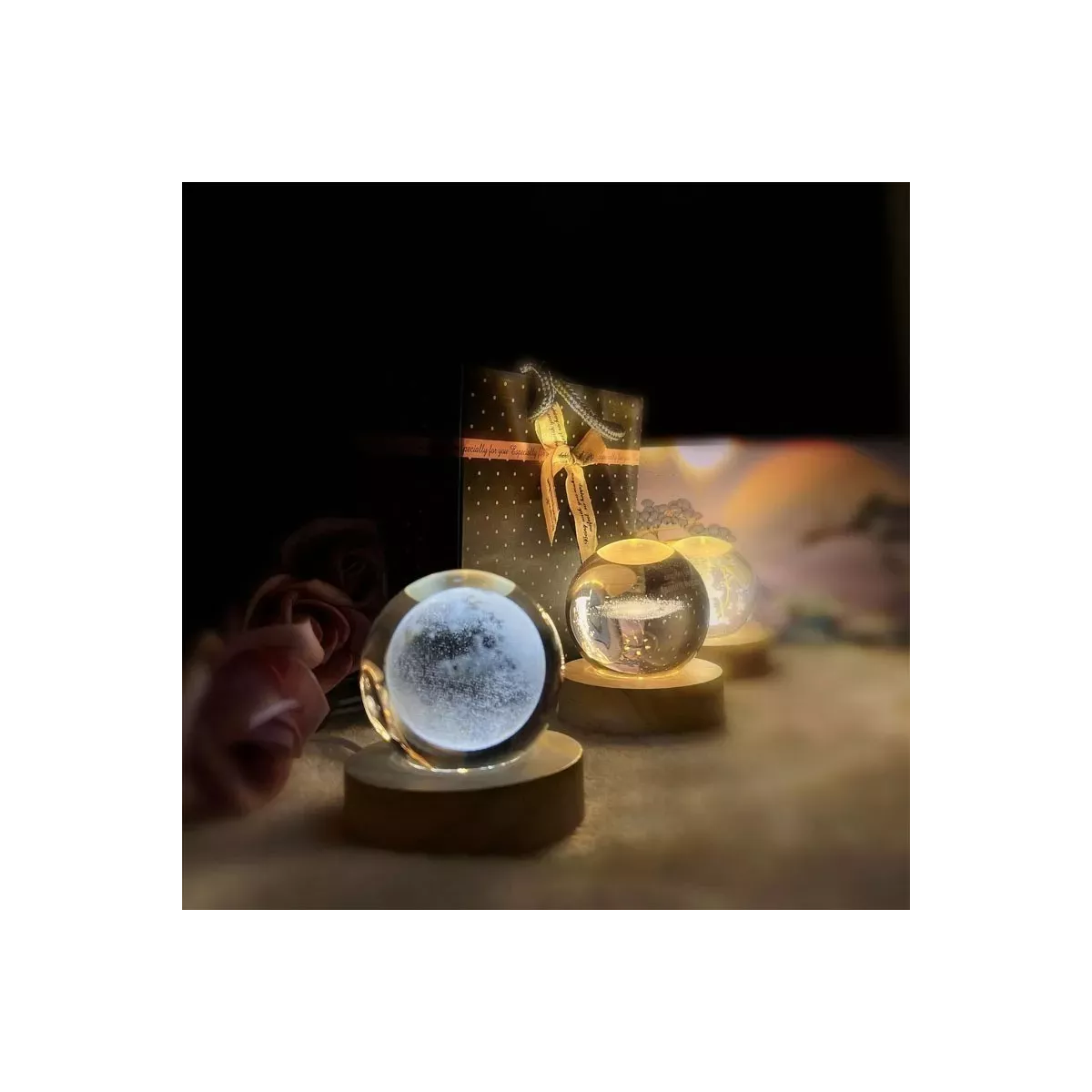 Lampara De Noche Led Galaxia Bola Cristal, Sistema Solar