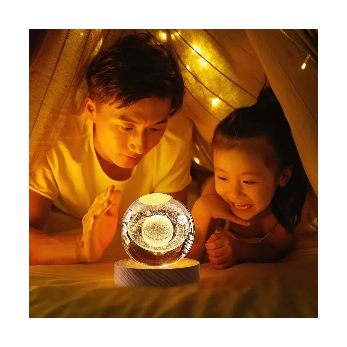 Lampara De Noche Led Galaxia Bola Cristal, Sistema Solar