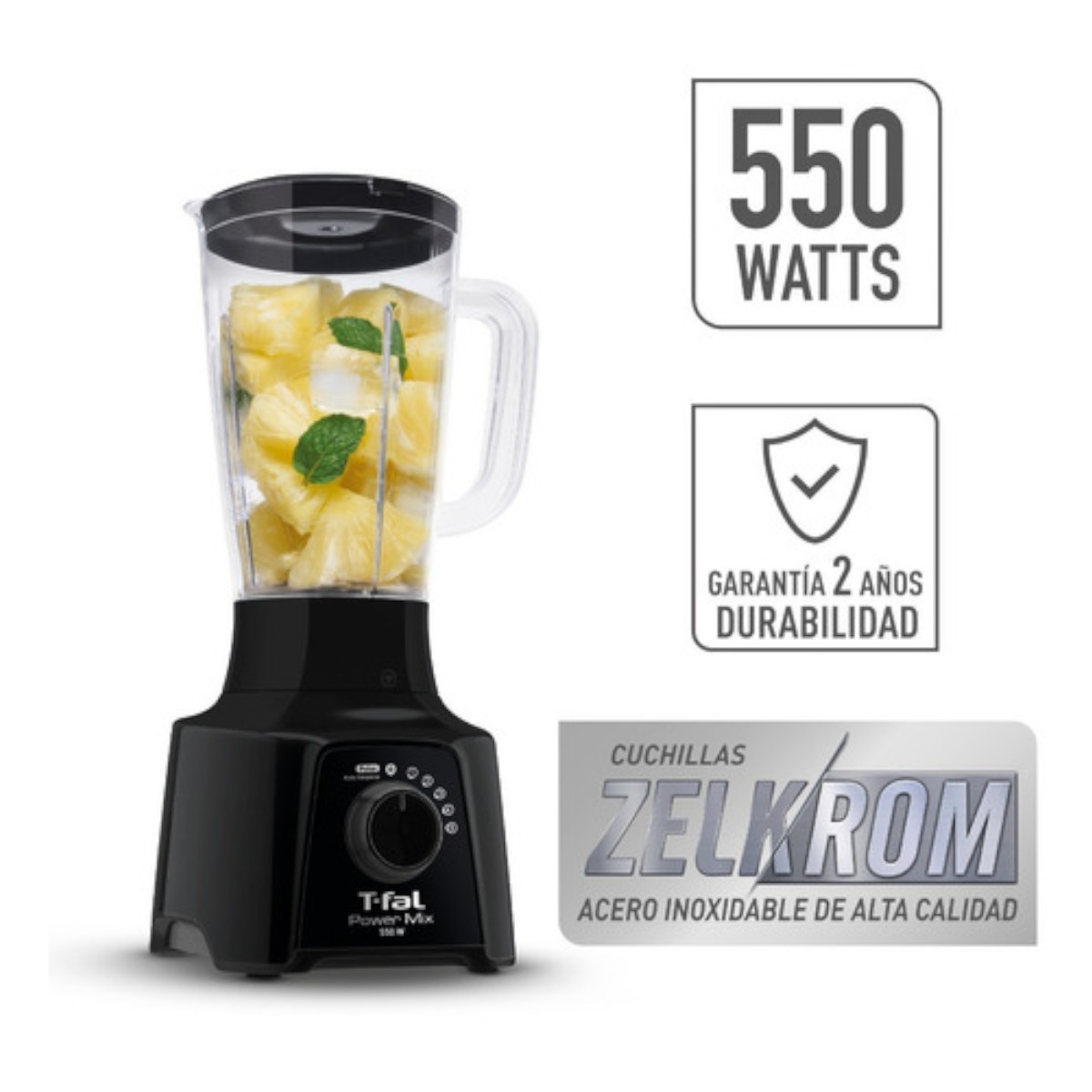 Licuadora Power Mix T-Fal 8 Velocidades Vaso Vidrio 1.25Lts