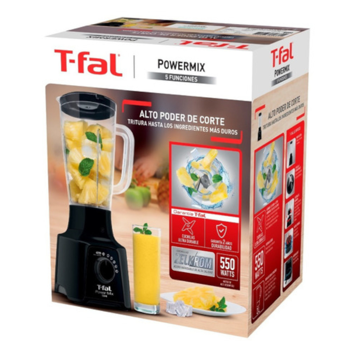 Licuadora Power Mix T-Fal 8 Velocidades Vaso Vidrio 1.25Lts