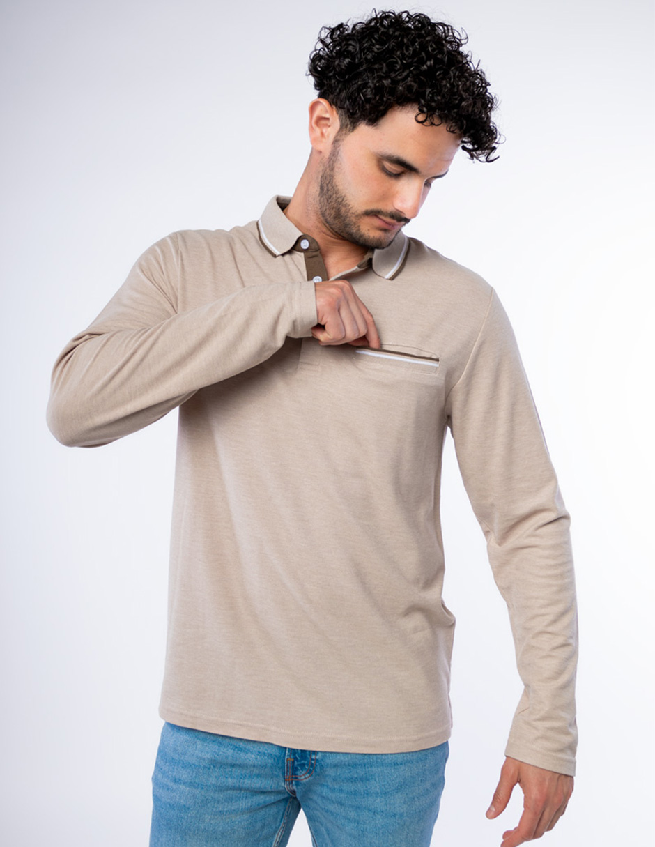 PLAYERA TIPO POLO DE MANGA LARGA CON BOLSILLO, PARA HOMBRE GENERRA
