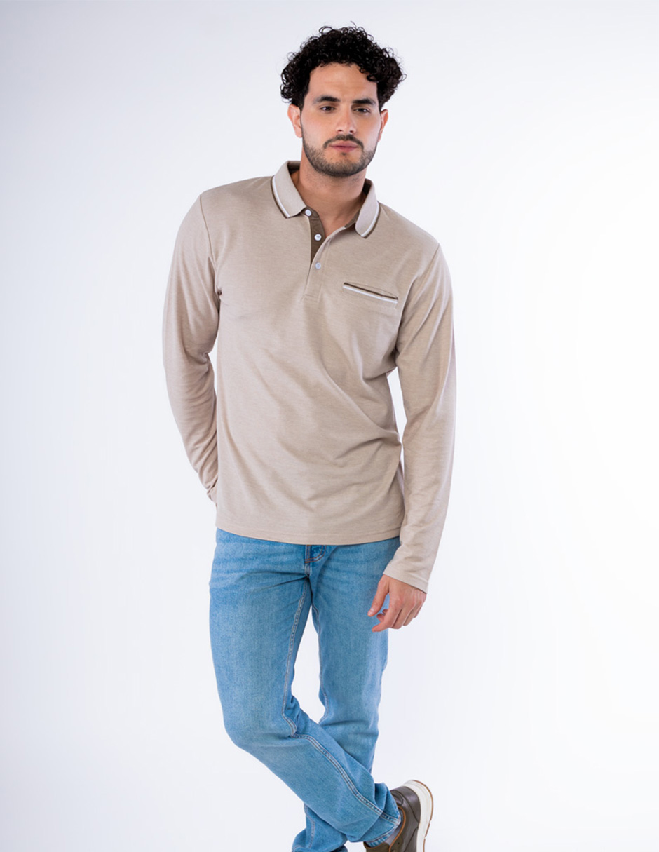 PLAYERA TIPO POLO DE MANGA LARGA CON BOLSILLO, PARA HOMBRE GENERRA