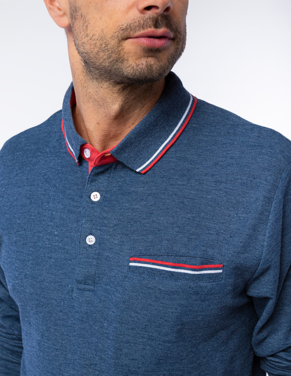 PLAYERA TIPO POLO DE MANGA LARGA CON BOLSILLO, PARA HOMBRE GENERRA