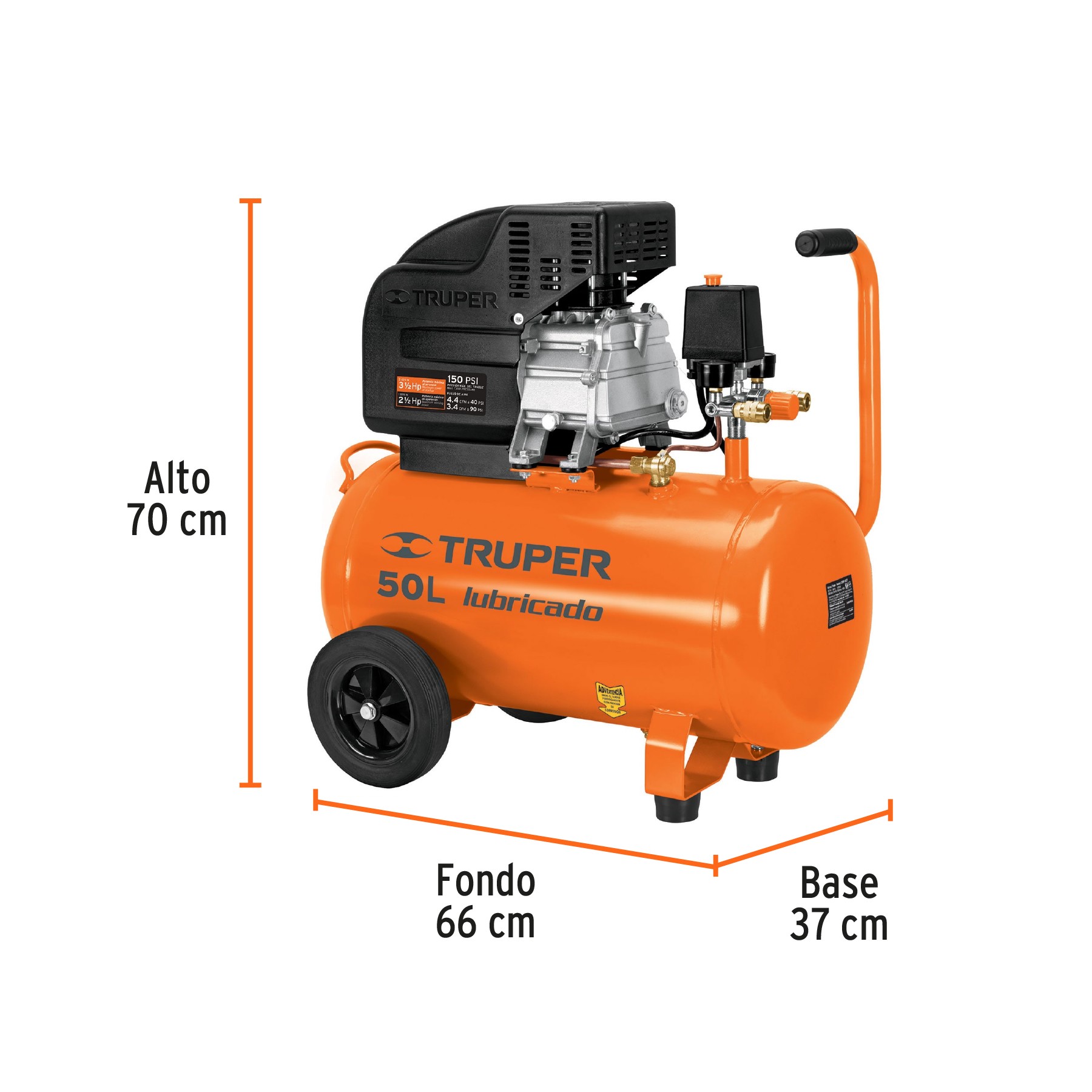 KIT, COMPRESOR 50 L, 3-1/2 HP, MANGUERA DE PVC Y PISTOLA 16095