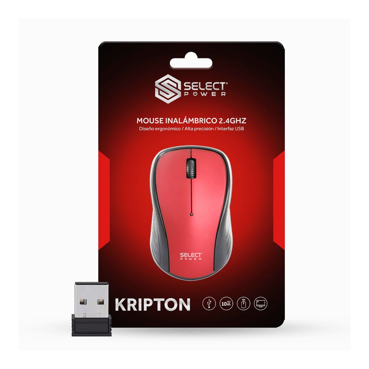 Mouse Ratón Inalámbrico Usb Select Power M01 Rojo