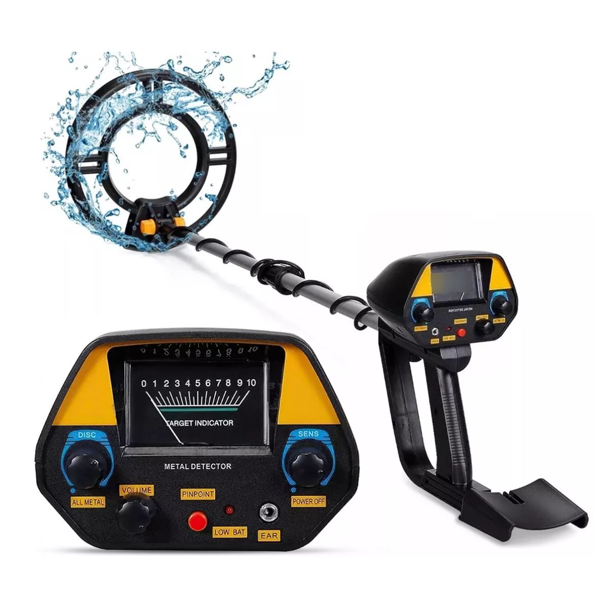 Detector De Metales Alta Sensibilidad Precisión Profesional Negro con Amarillo