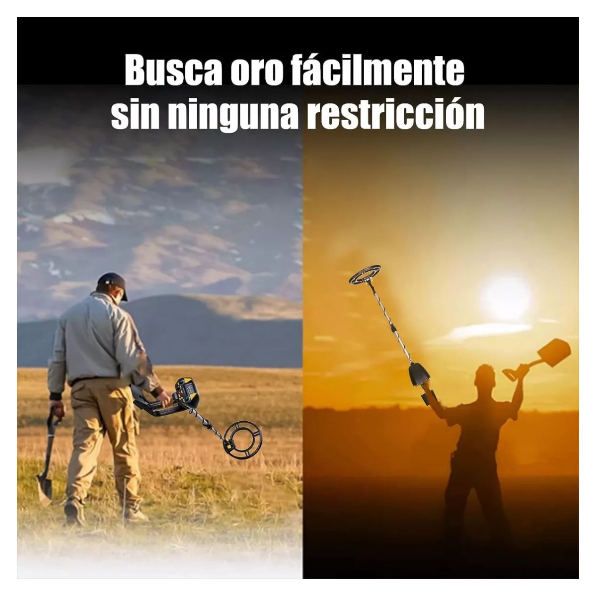 Detector De Metales Alta Sensibilidad Precisión Profesional Negro con Amarillo