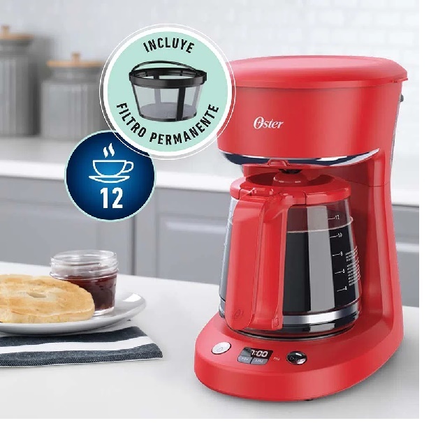 Cafetera Programable Oster BVSTDCP12R 12 Tazas Auto Apagado 