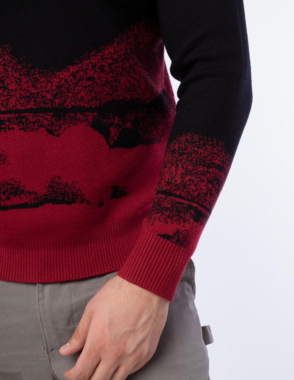 SUÉTER DE CUELLO REDONDO CON DISEÑO DE PAISAJE TEJIDO PARA HOMBRE GENERRA 
