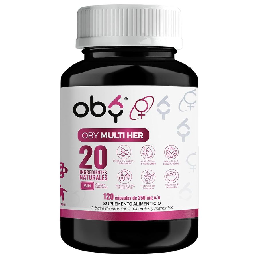 Multivitaminico Mujer OBY | Vitaminas para Mujer con Colageno Hidrolizado y Biotina | 120 cápsulas 2 Meses 
