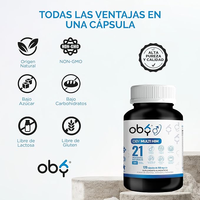 Multivitaminico Hombre OBY MULTI HIM | Vitaminas para Hombre - 120 cápsulas 