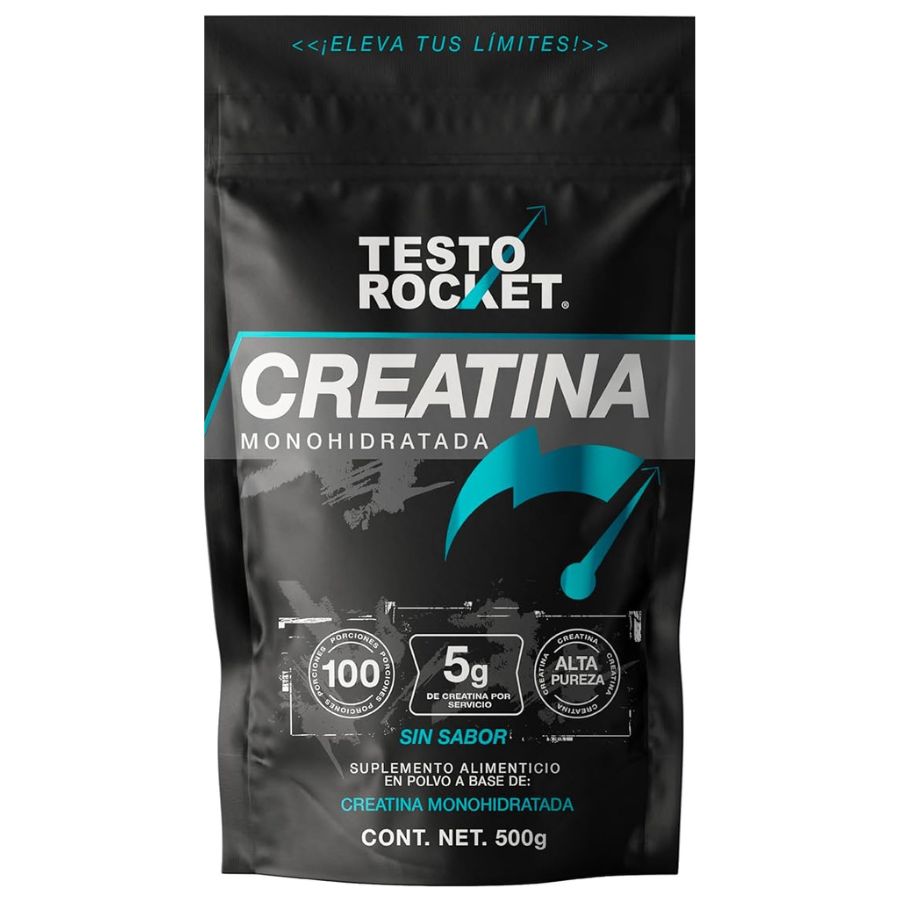 Creatina Monohidratada de Alta Pureza en Polvo - 500g | Creatina Testo Rocket - Pre workout