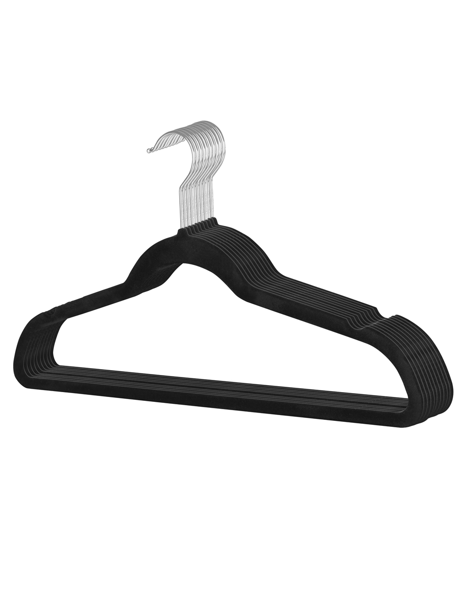 AGBOX Ganchos Perchas Para Ropa Terciopelo Premium 50 Pzas Negro AG-GANTEN.