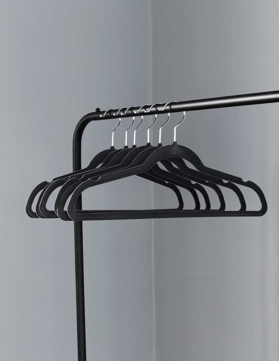 AGBOX Ganchos Perchas Para Ropa Terciopelo Premium 50 Pzas Negro AG-GANTEN.