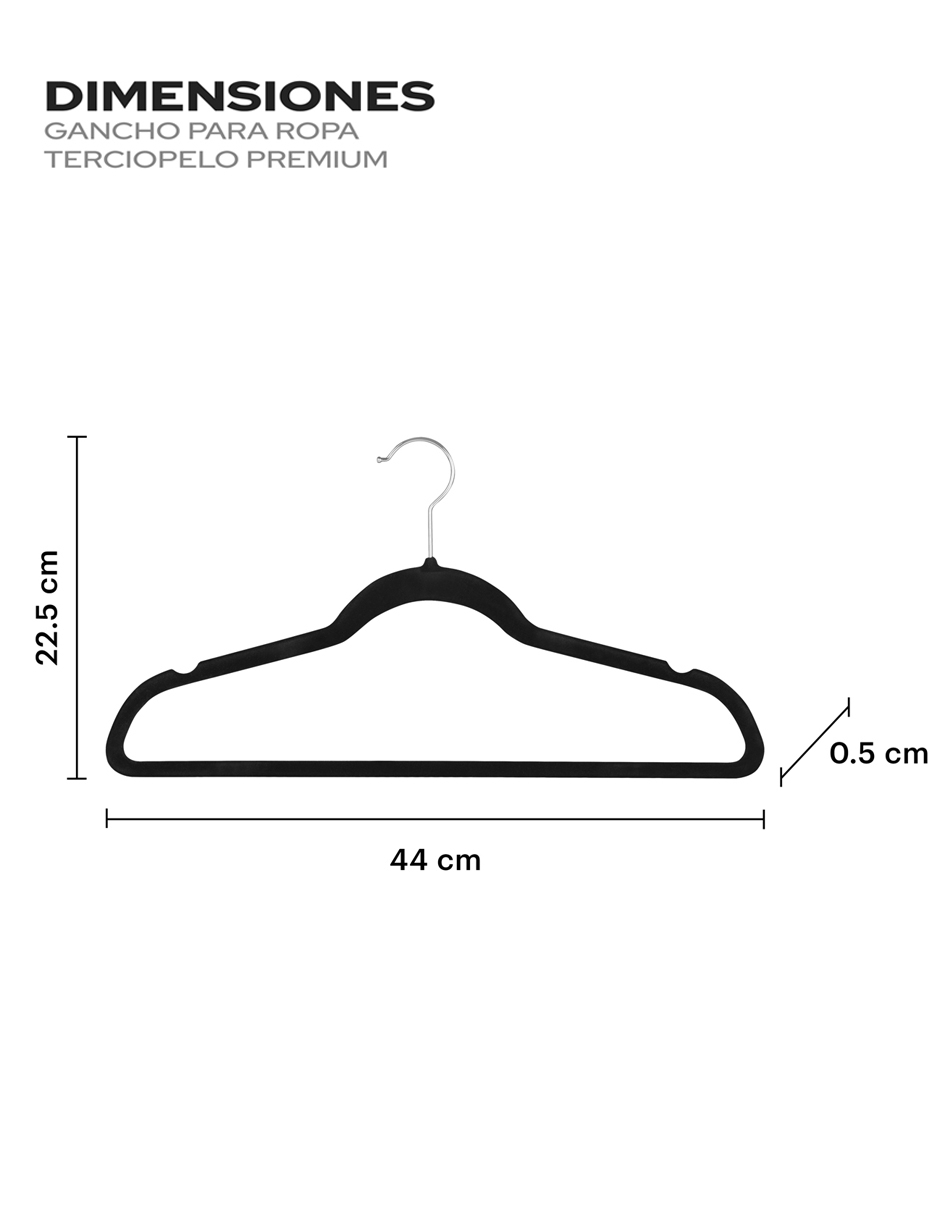 AGBOX Ganchos Perchas Para Ropa Terciopelo Premium 50 Pzas Negro AG-GANTEN.