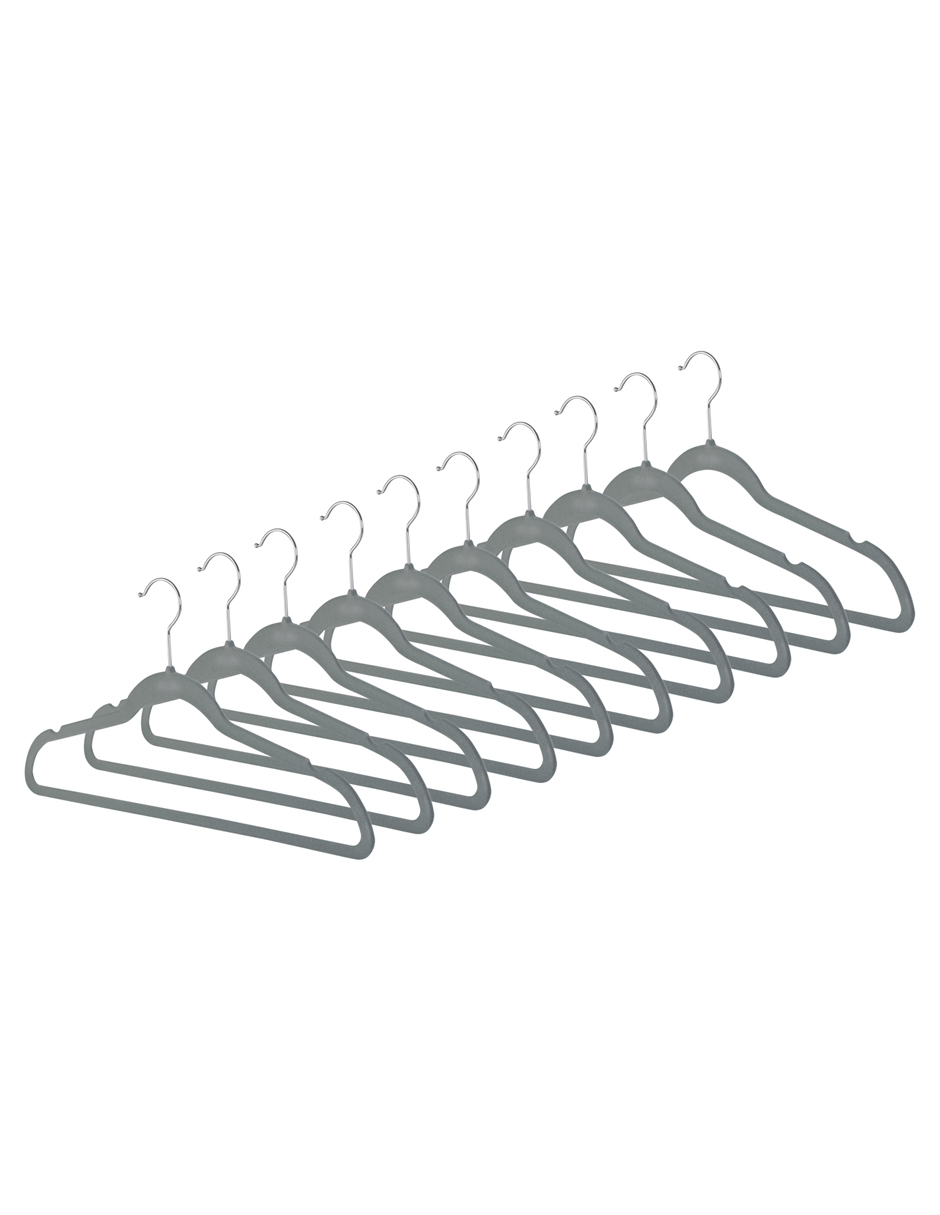 AGBOX Ganchos Perchas Ropa Terciopelo Premium 50 Pzas Gris AG-GANTEG.