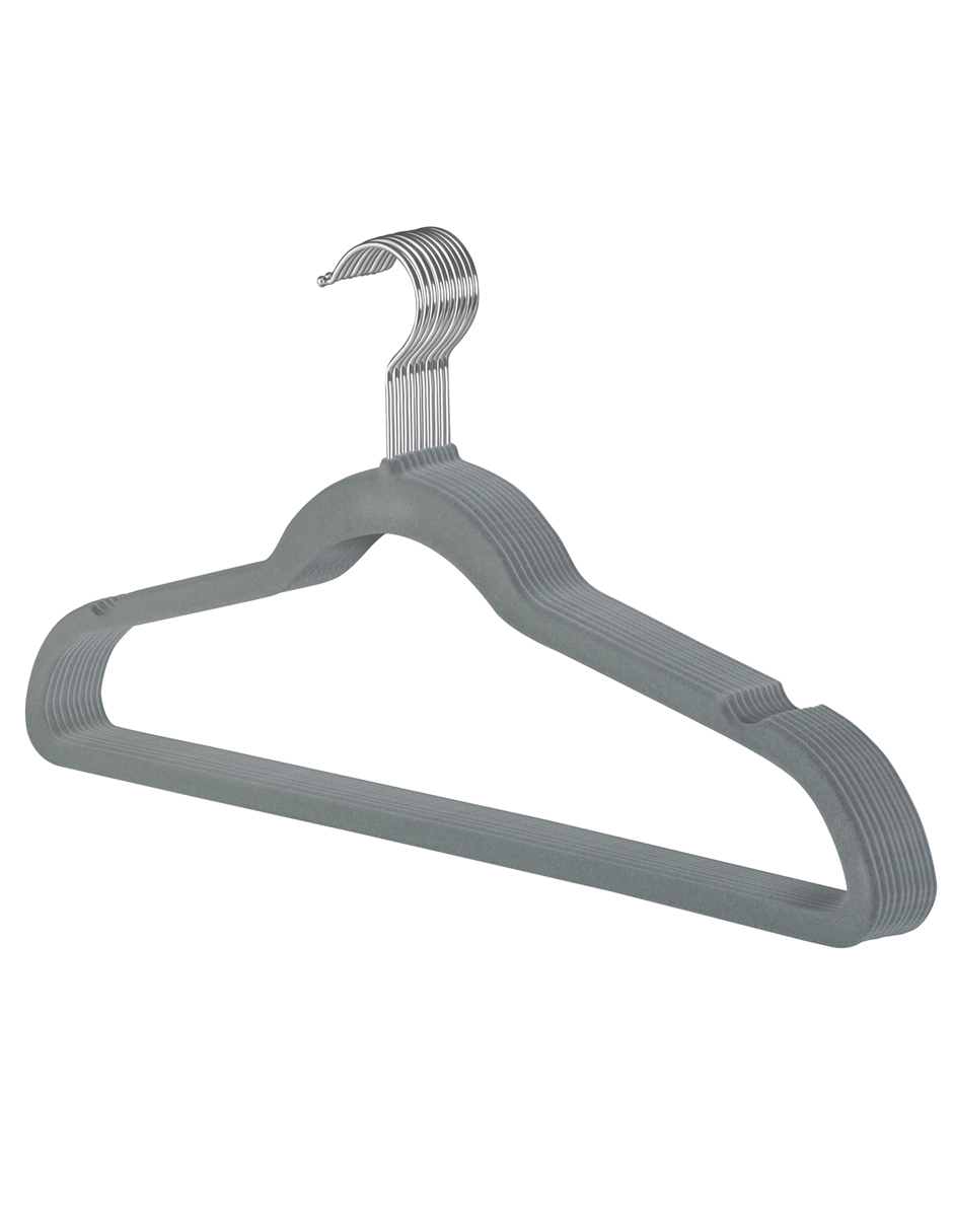 AGBOX Ganchos Perchas Ropa Terciopelo Premium 50 Pzas Gris AG-GANTEG.