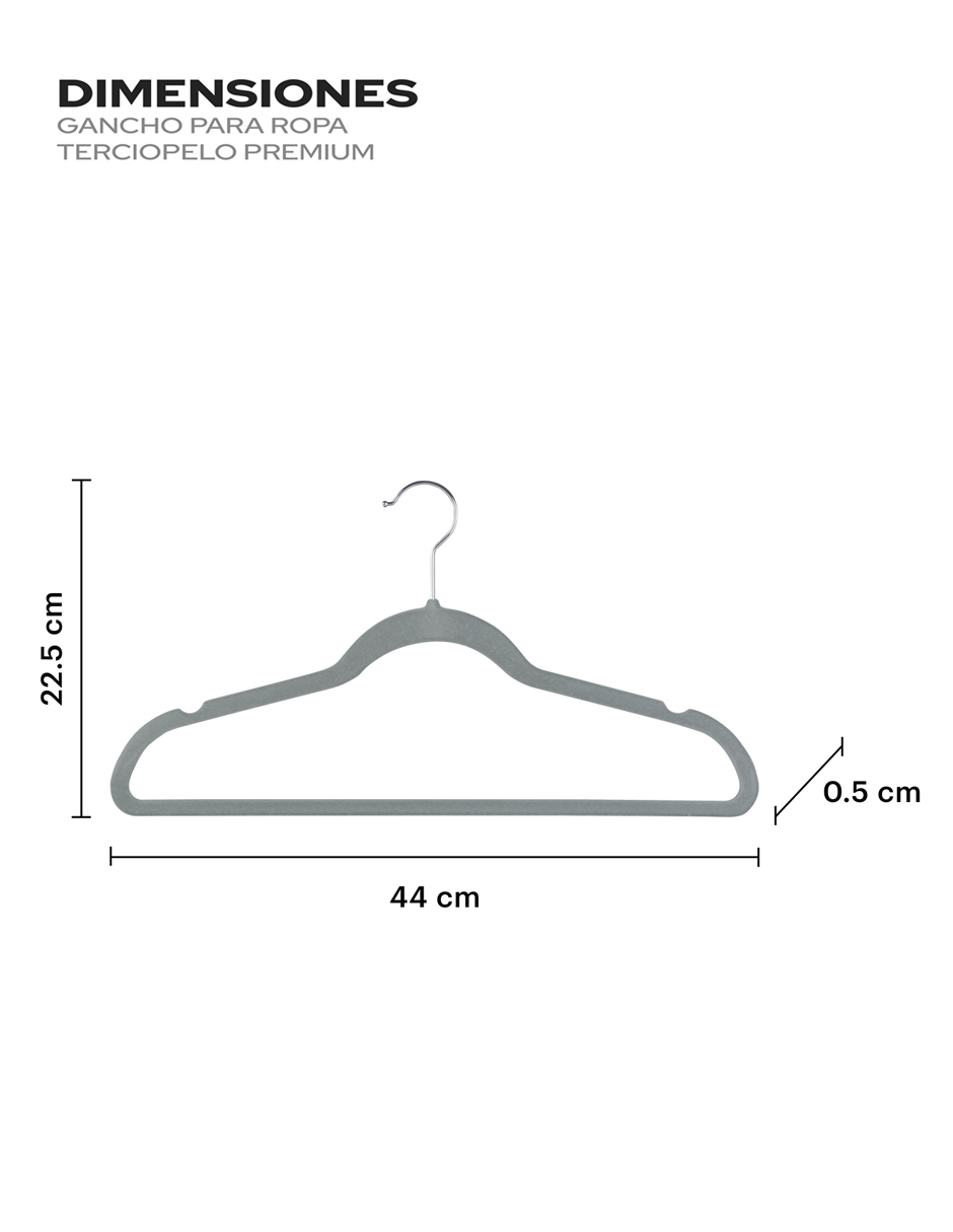 AGBOX Ganchos Perchas Ropa Terciopelo Premium 50 Pzas Gris AG-GANTEG.