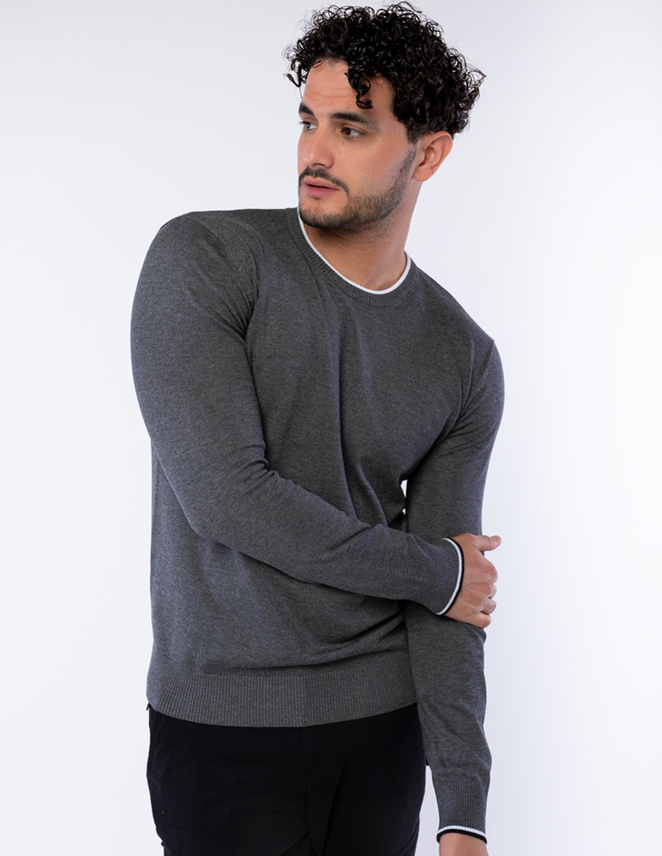 SUÉTER LIGERO LISO CON CUELLO REDONDO PARA HOMBRE GENERRA