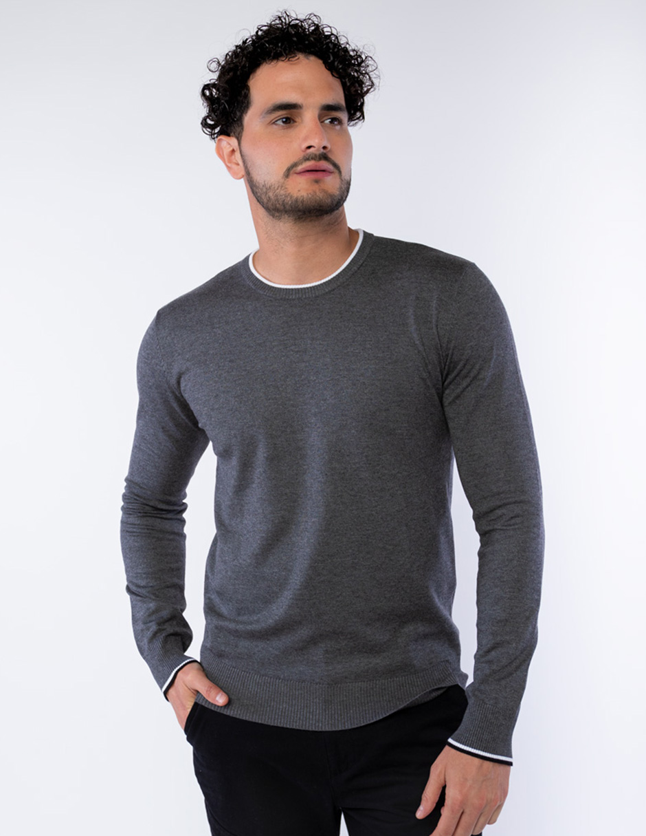 SUÉTER LIGERO LISO CON CUELLO REDONDO PARA HOMBRE GENERRA