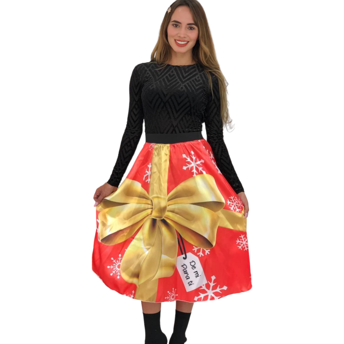 Falda Midi amplia corte A Diseños Navideños