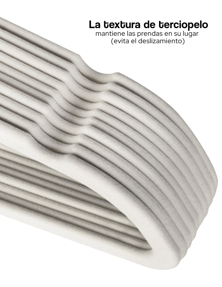 Ganchos Perchas Ropa Hombre Y Mujer Terciopelo Premium 50 Pz, Beige 