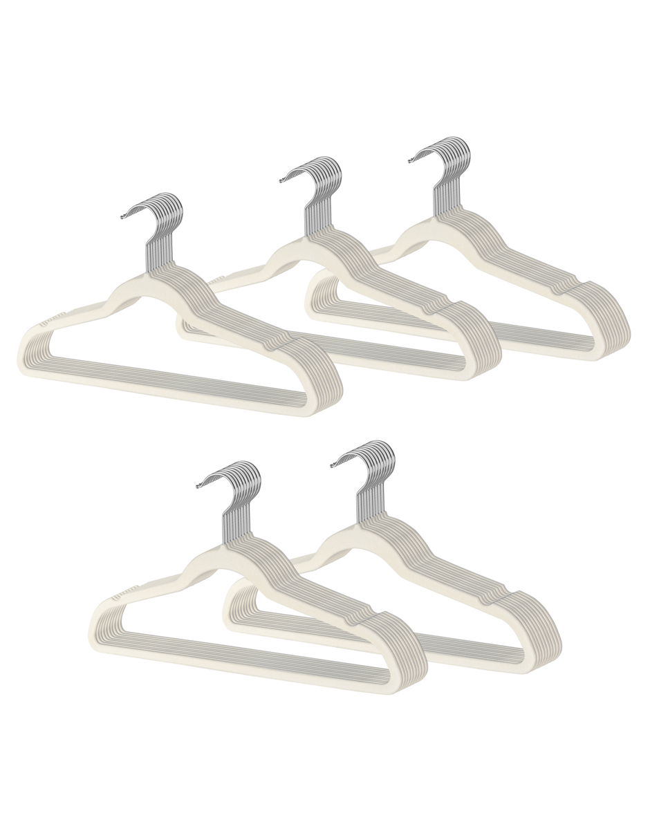 Ganchos Perchas Ropa Hombre Y Mujer Terciopelo Premium 50 Pz, Beige 