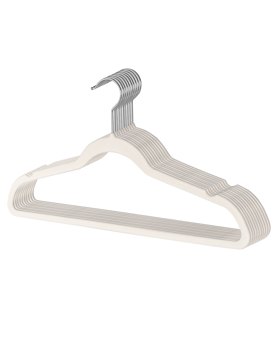 Ganchos Perchas Ropa Hombre Y Mujer Terciopelo Premium 50 Pz, Beige 