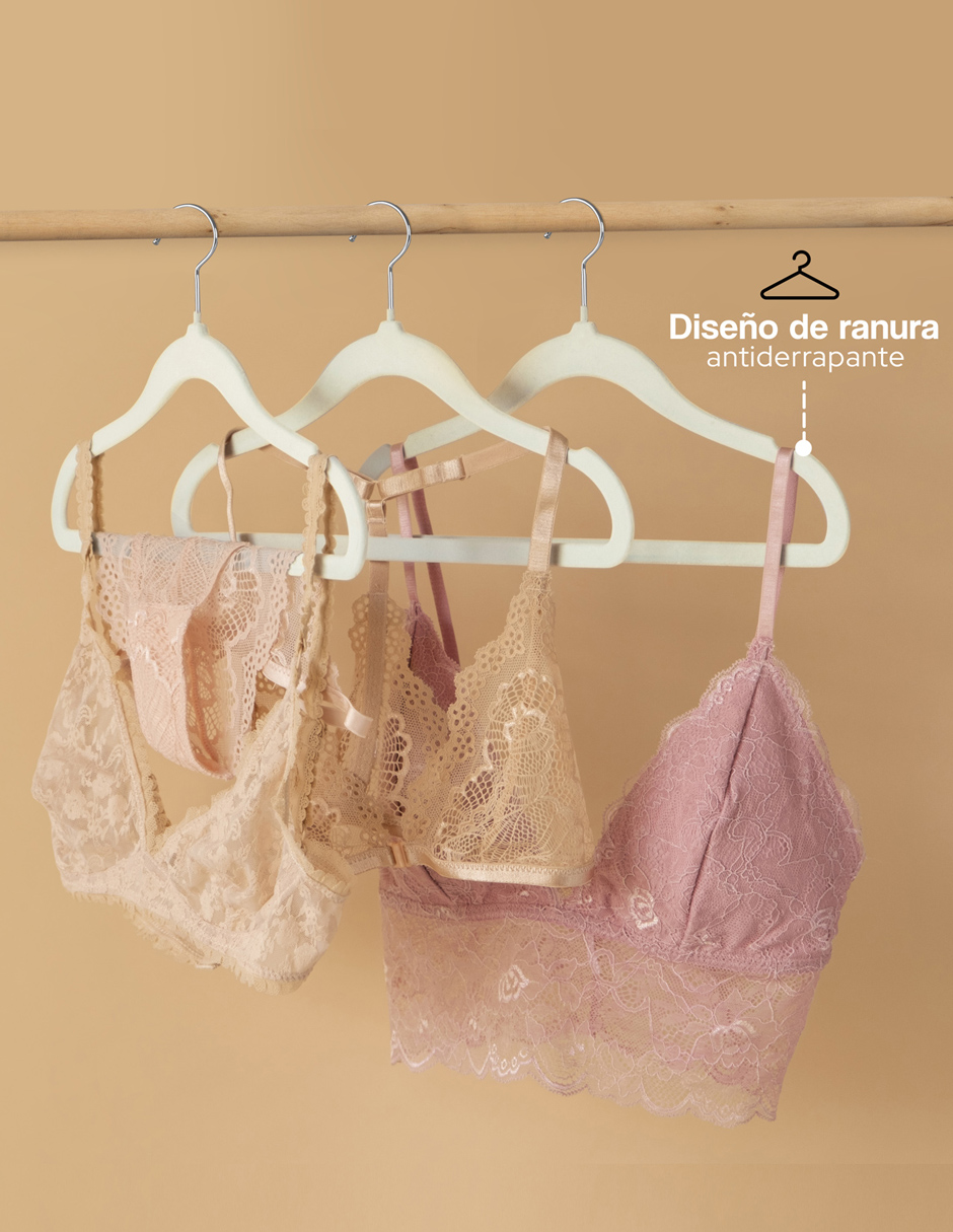 Ganchos Perchas Ropa Hombre Y Mujer Terciopelo Premium 50 Pz, Beige 