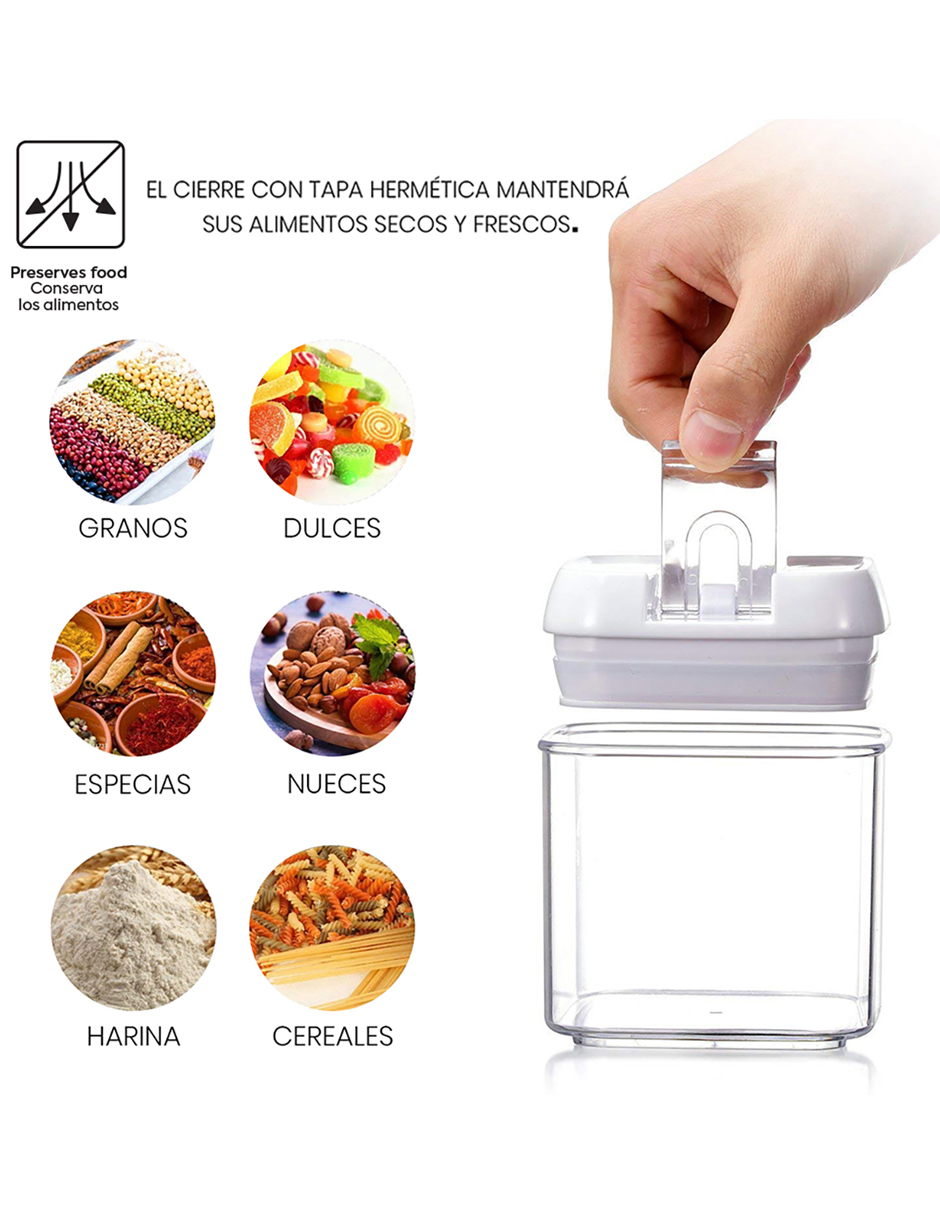 Set De 20 Contenedores Para Cocina Con Tapa Hermética Blanca