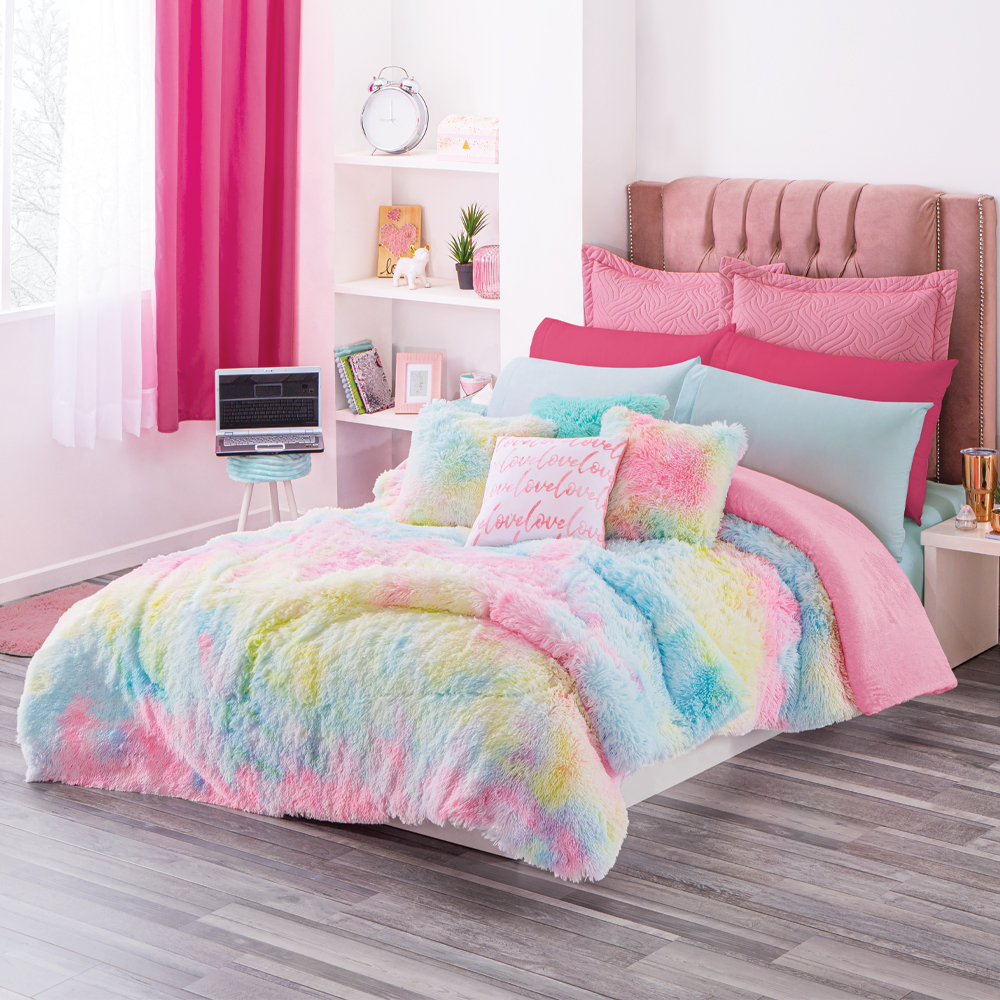Cobertor Shaggy Pelo Alto Arcoiris King Size