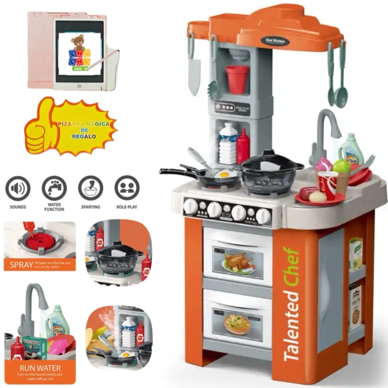 Cocinita Infantil Luz Sonido Agua Vapor Talented Chef 67pz